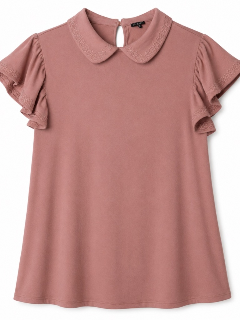 NWT Size Small Adrianna Papell Peter Pan Collar Top in Baked Clay Color